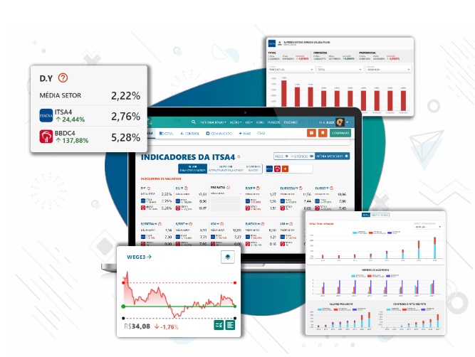 Painel com indicadores de ações Assinatura Status Invest.