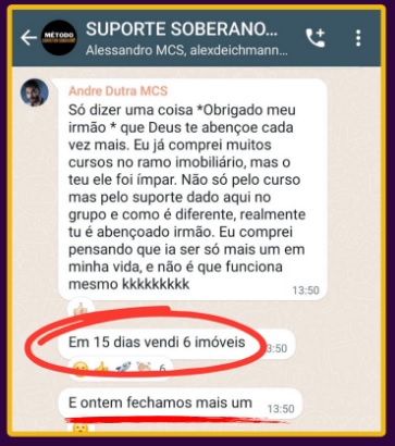 Depoimentos de aluno do Método Corretor Soberano.
