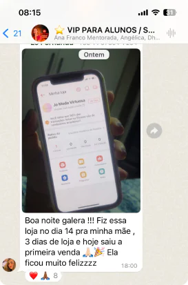 Relatos e resultados de alunos Curso Shopee 5 Estrelas.